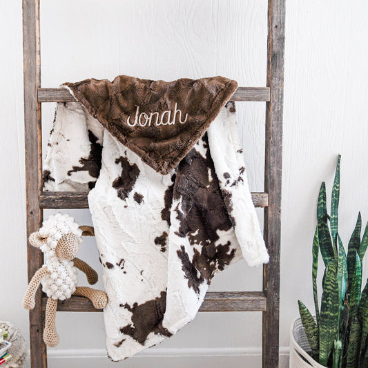 Brownie Calf Minky Baby Blanket - Western Baby Blanket - Personalized