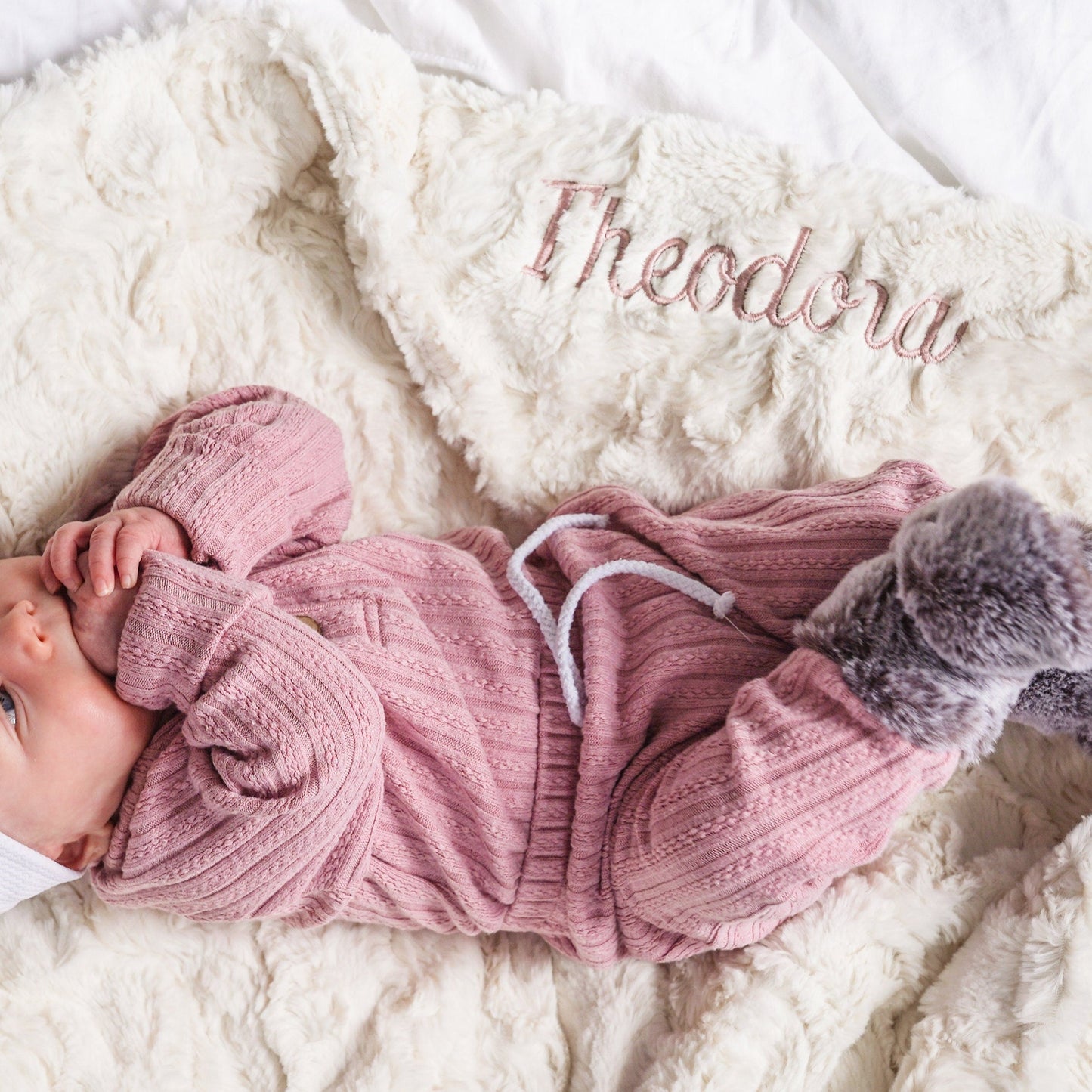 Ivory Glacier Minky Baby Blanket - Neutral Baby Blanket - Personalized