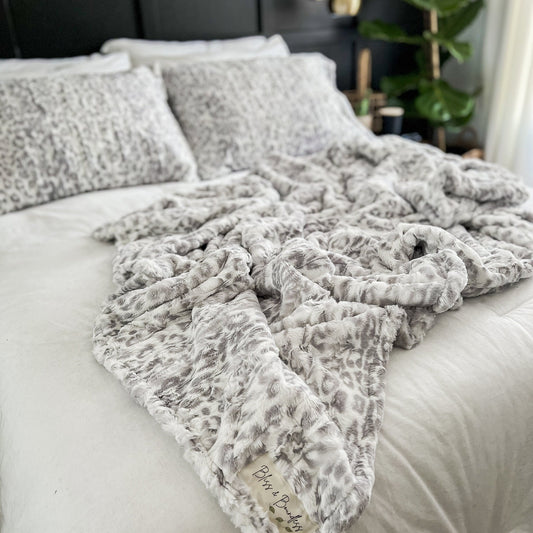 Silver Jaguar Adult Minky Throw Blanket