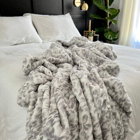 Silver Vapor Jaguar Minky Throw Blanket
