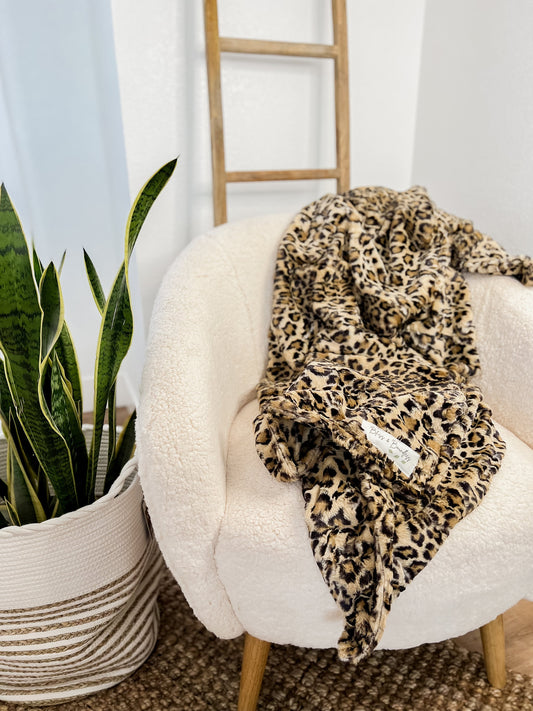 Leopard Sand Adult Minky Throw Blanket