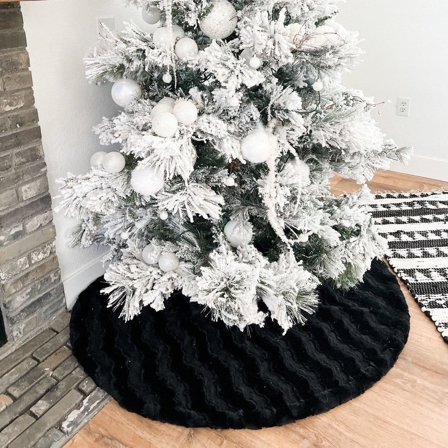 Reversible Minky Christmas Black Glacier Tree Skirt -  Double Sided Tree Skirt