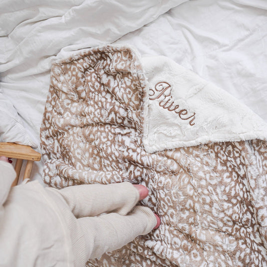 Ocelot Biscotti Leopard Minky Baby Blanket - Personalized