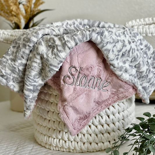 Silver Vapor Jaguar Minky Baby Blanket - Personalized