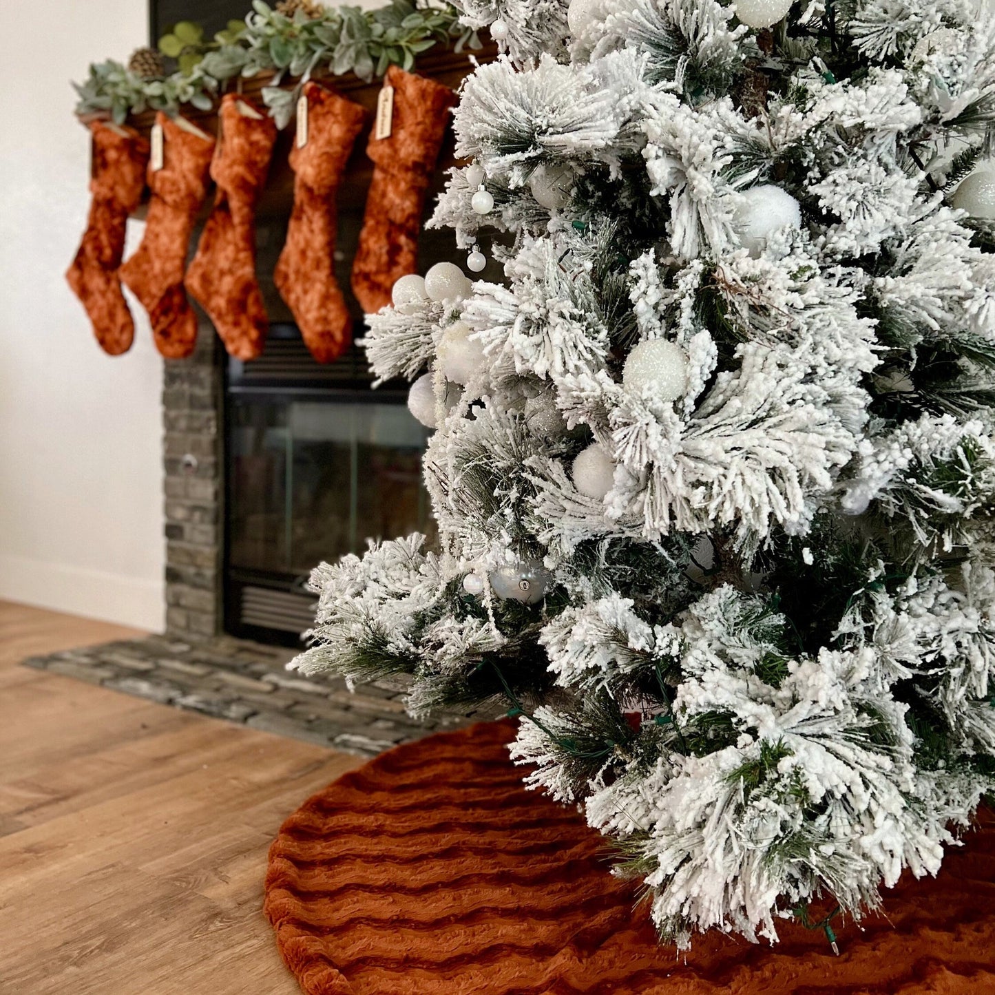 Ginger Glacier Minky Christmas Tree Skirt - Double Sided Tree Skirt