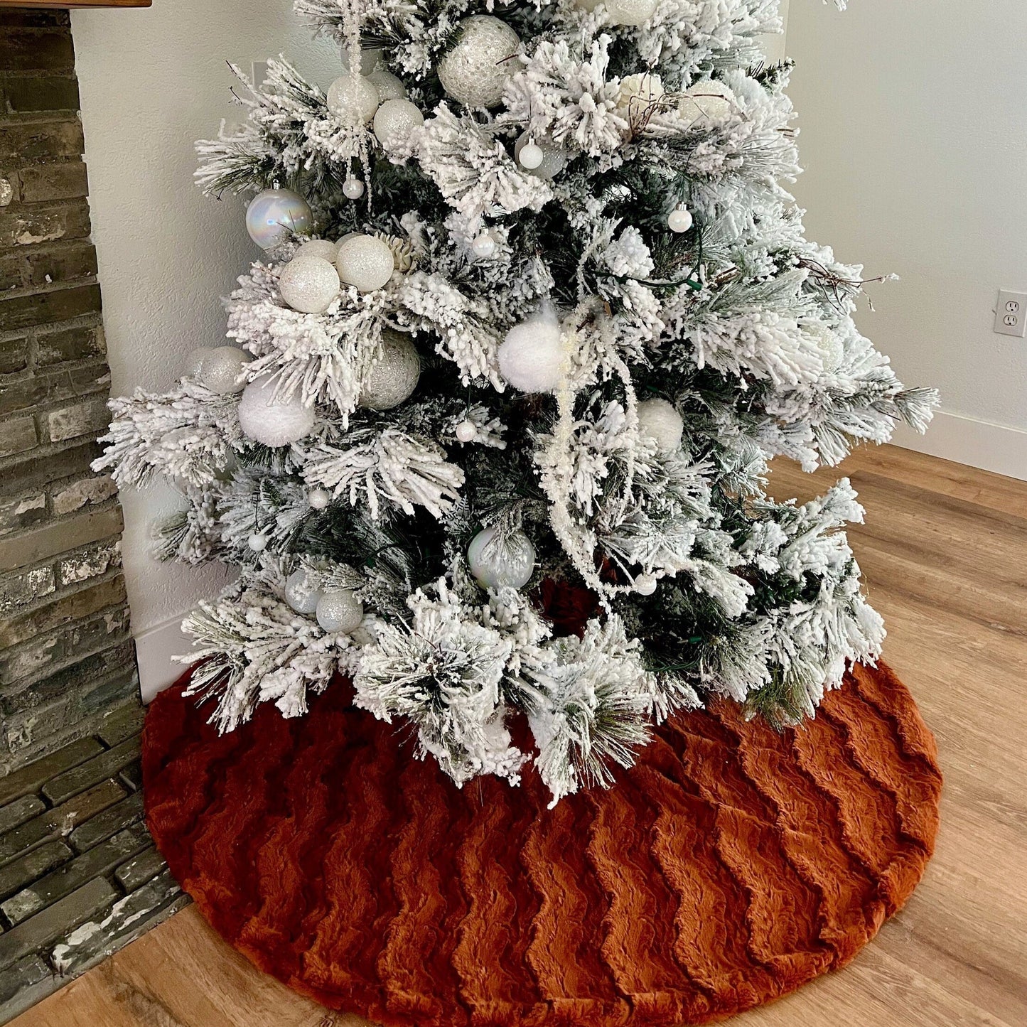Ginger Glacier Minky Christmas Tree Skirt - Double Sided Tree Skirt