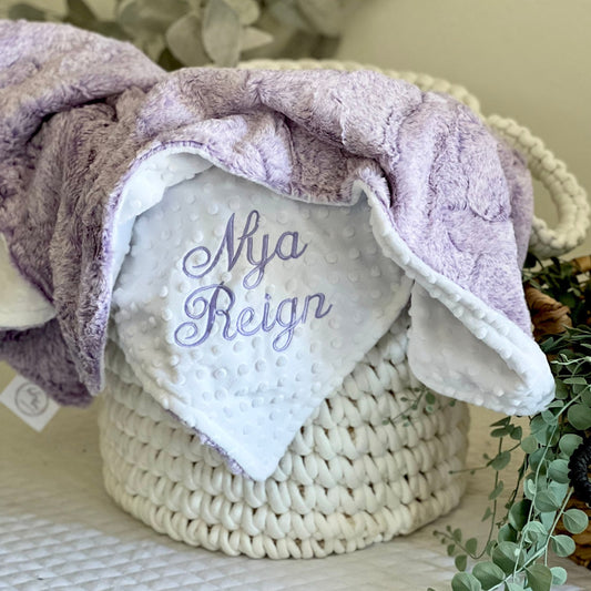 Lavender Heather Aster Lavender Minky Baby Blanket - Personalized