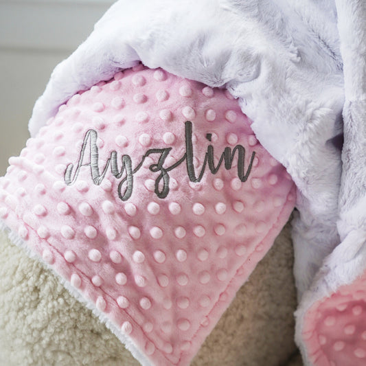 White Hide Minky Baby Blanket - Personalized