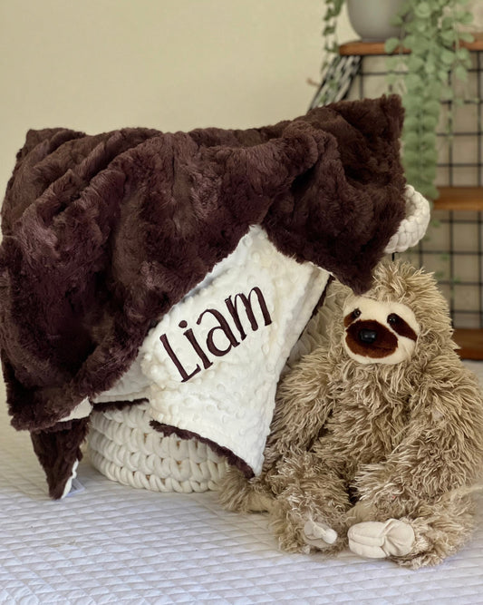 Chocolate Glacier Minky Baby Blanket - Personalized