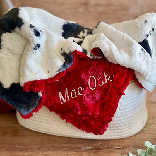 Bessie Calf Minky Baby Blanket - Custom Cow Baby Blanket - Personalized