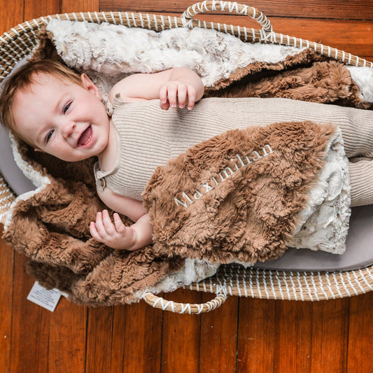 Snow Owl Natural Minky Baby Blanket - Personalized