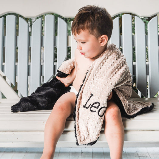 Black Glacier Minky Baby Blanket - Personalized