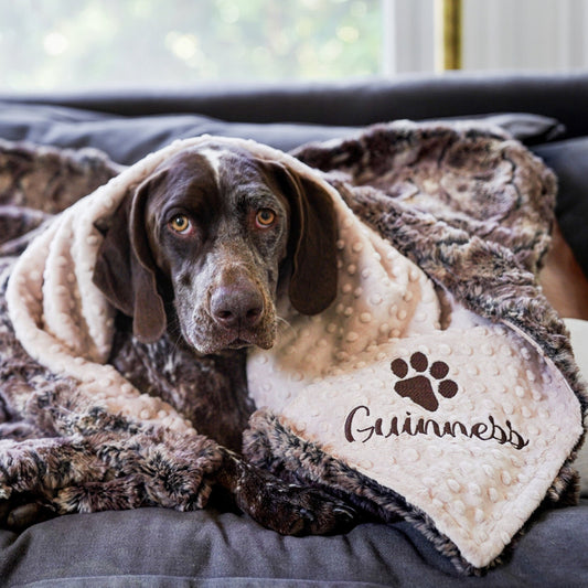 Wild Rabbit Walnut Minky Pet Blanket - Neutral Dog Blanket - Personalized
