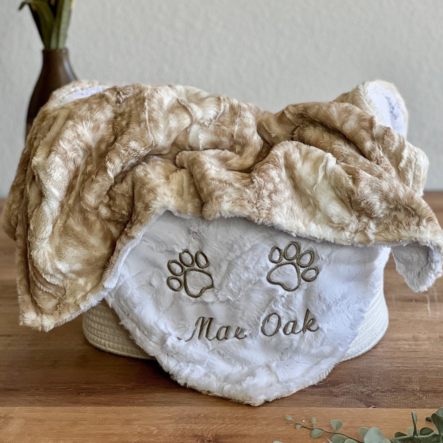 Beige Fawn Minky Pet Blanket - Pet Fawn Throw - Personalized