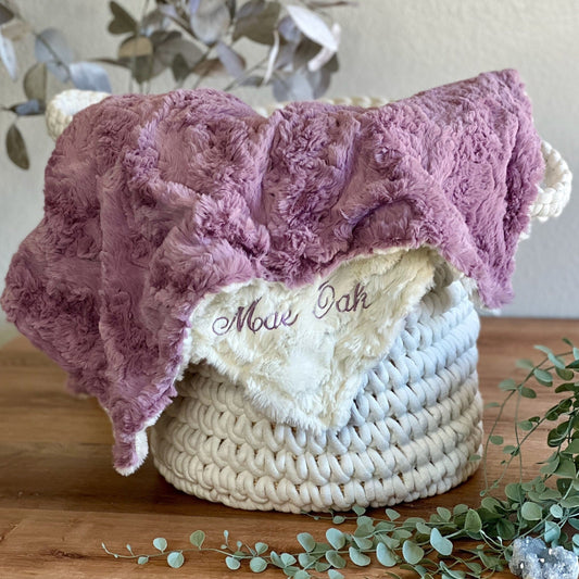 Misty Mauve Glacier Purple Minky Baby Blanket - Personalized