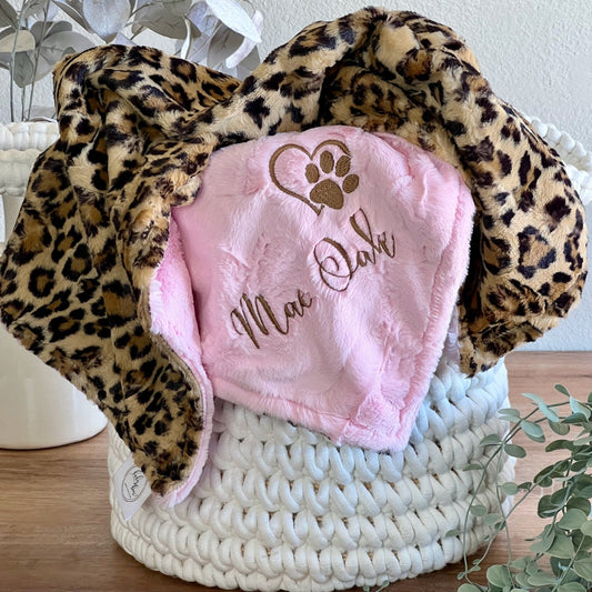 Leopard Sand Minky Pet Blanket - Personalized