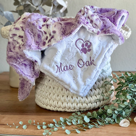 Lavender Wild Lynx Minky Pet Blanket - Personalized
