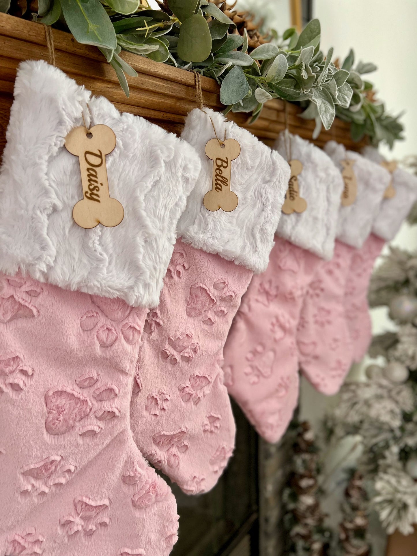 Pink Paw Christmas Stocking - Personalized