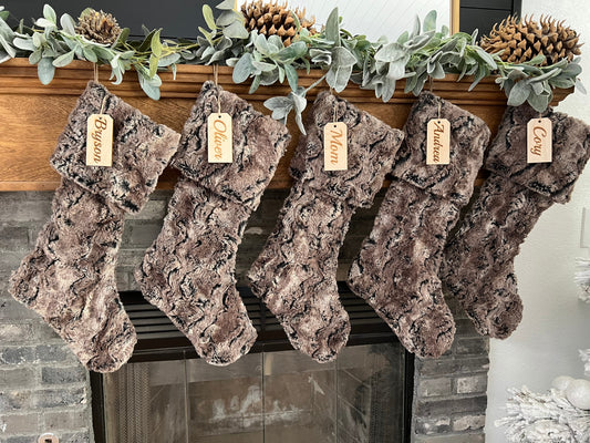 Walnut Brown Christmas Stocking - Personalized