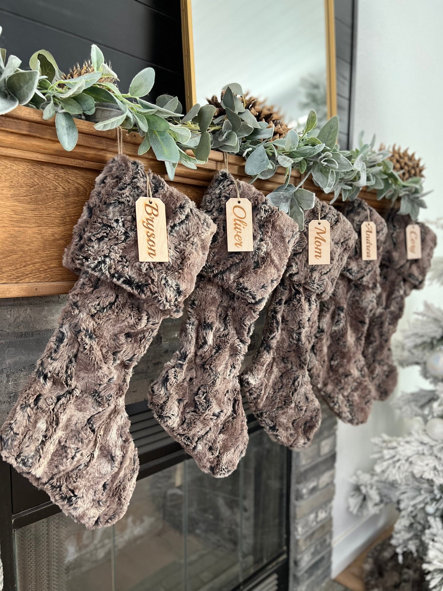 Walnut Brown Christmas Stocking - Personalized