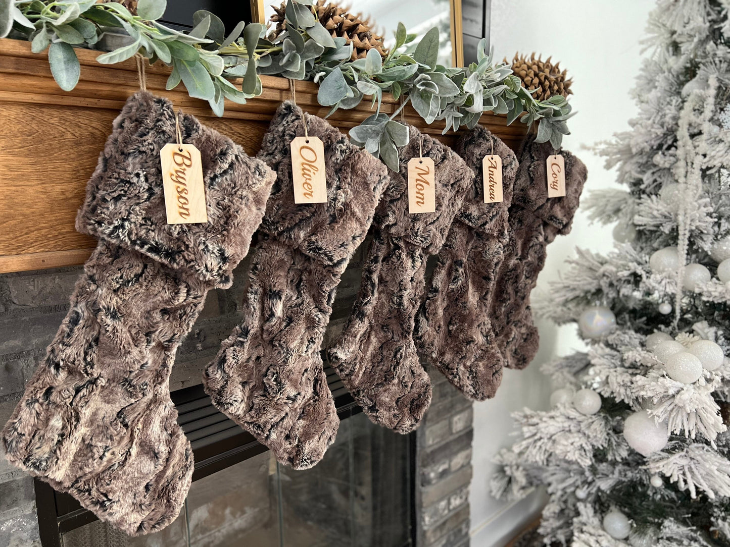 Walnut Brown Christmas Stocking - Personalized