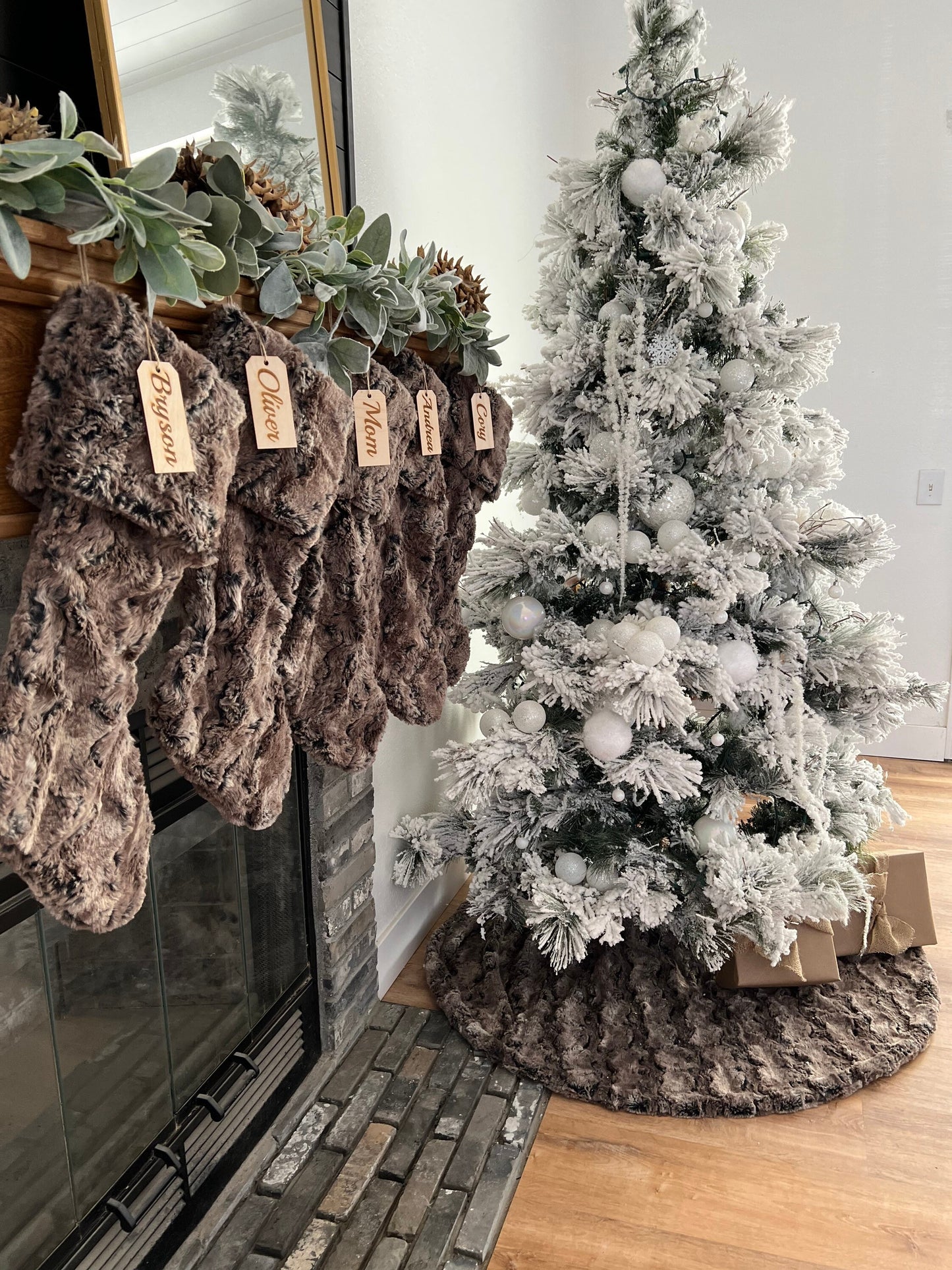 Walnut Brown Christmas Stocking - Personalized