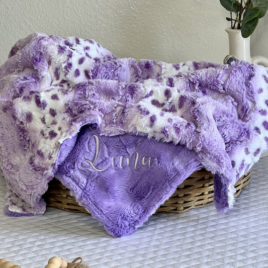 Lavender Lynx Glacier Wildrose Lynx Minky Baby Blanket - Personalized