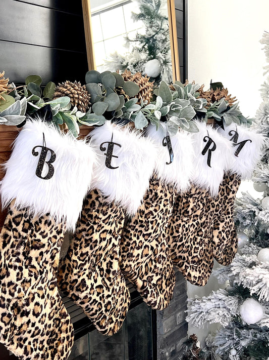 Cheetah Leopard Christmas Stocking - Personalized