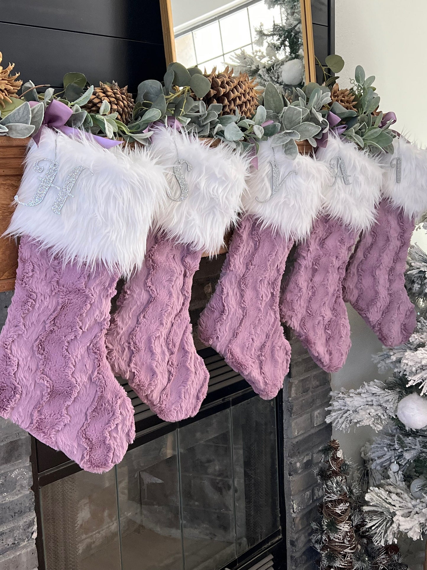 Misty Mauve Berry Christmas Stocking - Personalized