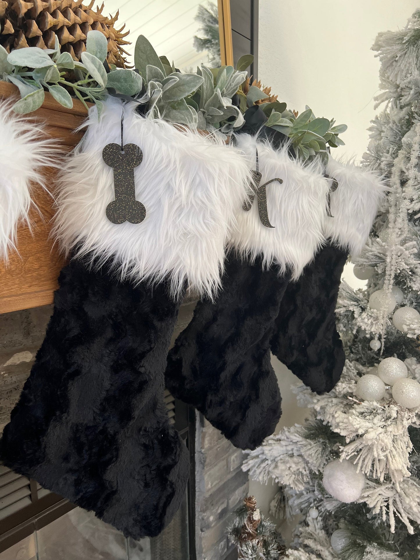 Black Christmas Stocking - Personalized