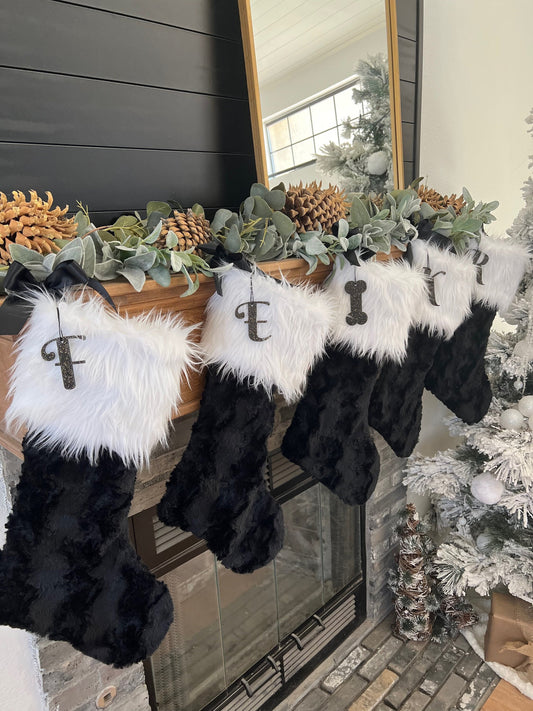 Black Christmas Stocking - Personalized