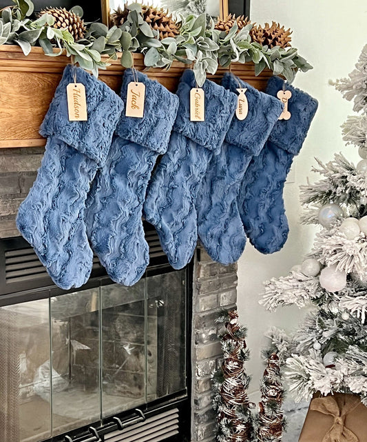 Denim Blue Christmas Stocking - Personalized