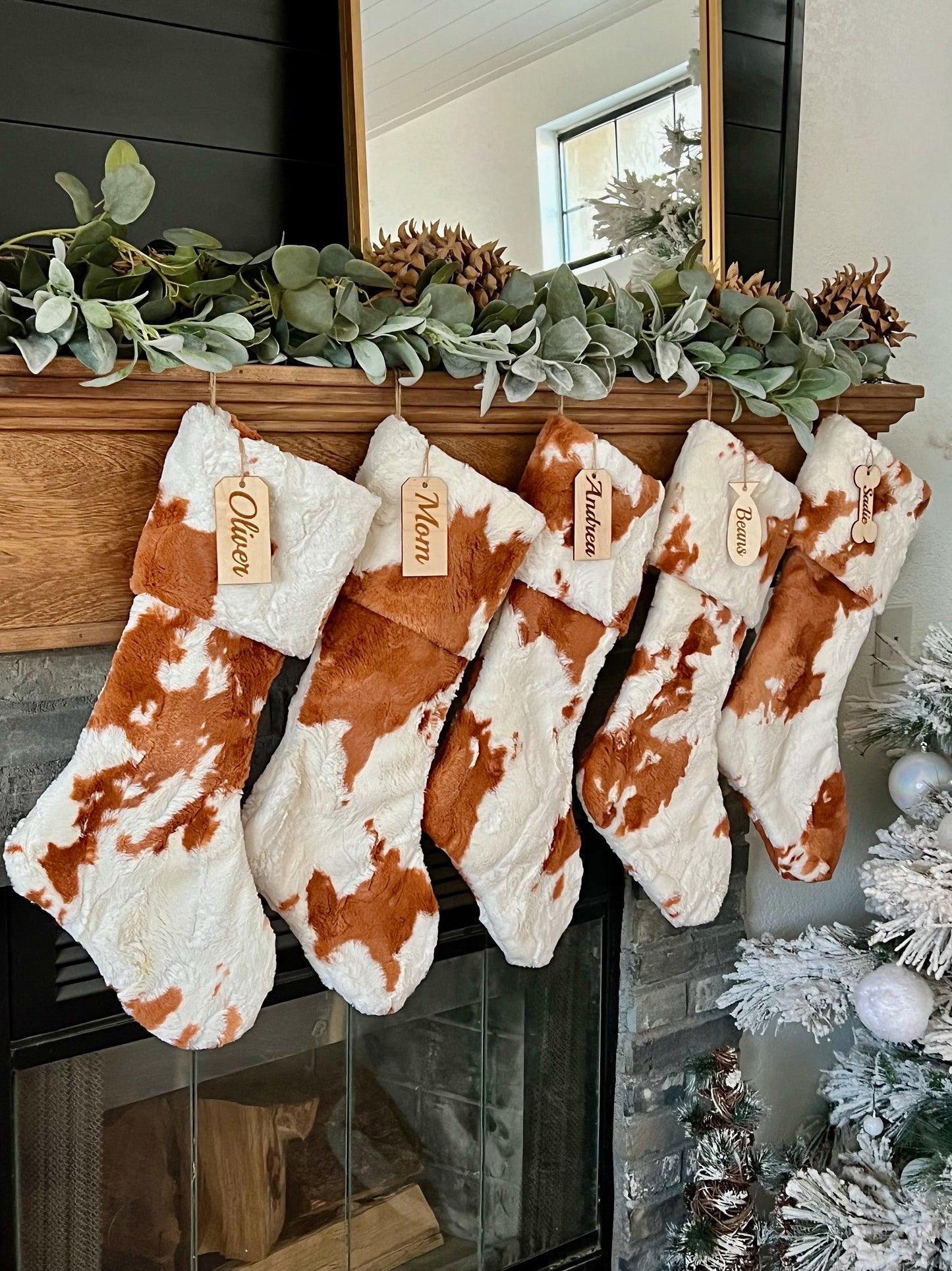 Penny Cow Calf Orange Christmas Stocking - Personalized