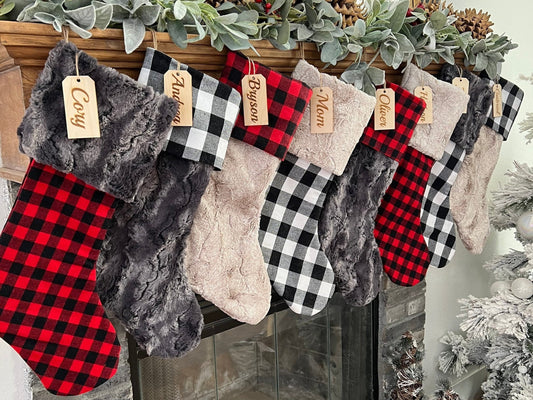 Buffalo Check Plaid Christmas Stocking - Personalized