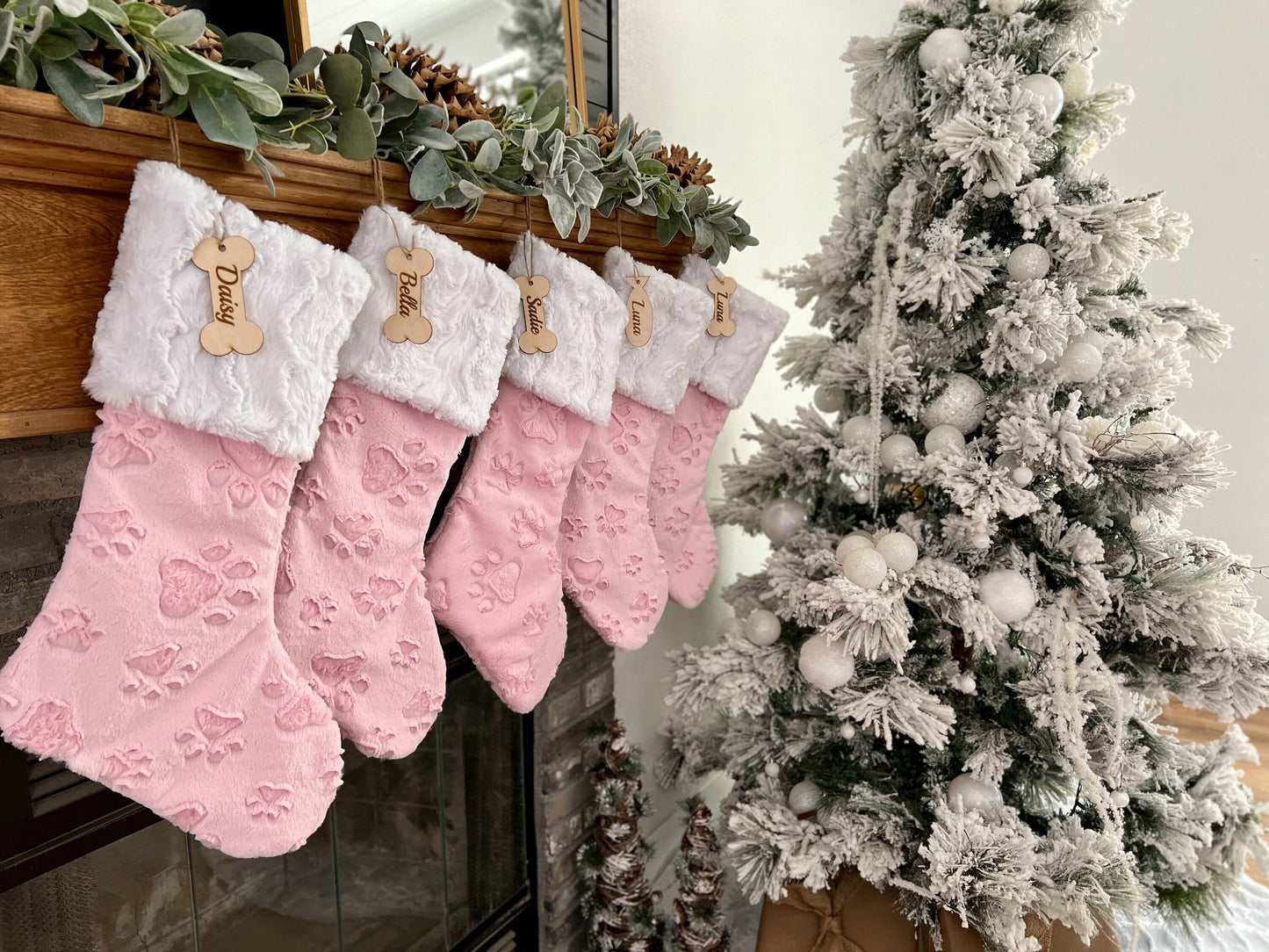 Pink Paw Christmas Stocking - Personalized