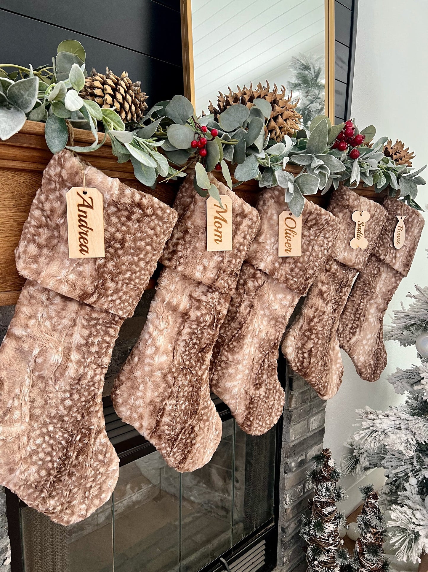 Brown Fawn Christmas Stocking - Personalized