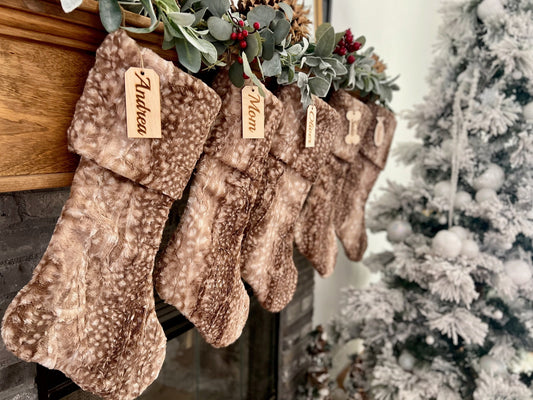 Brown Fawn Christmas Stocking - Personalized