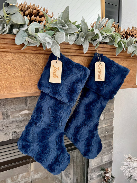 Navy Blue Christmas Stocking - Personalized