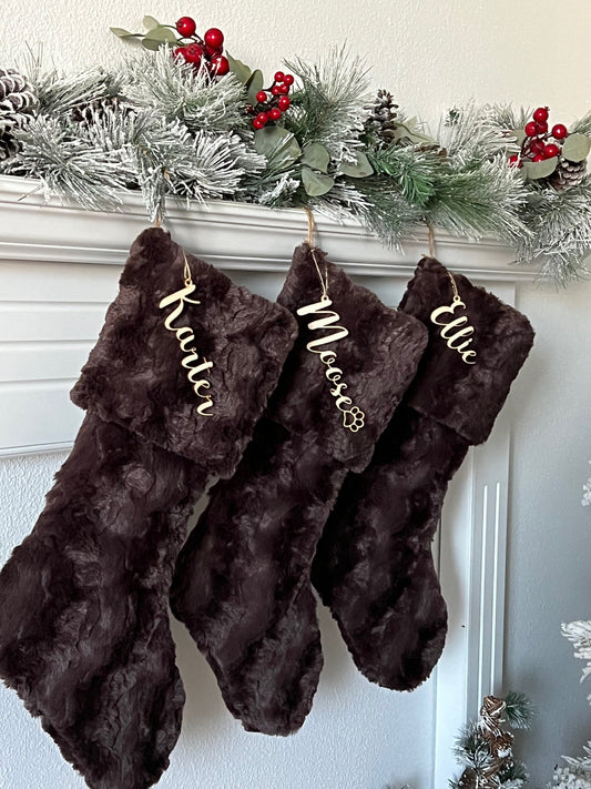 Chocolate Brown Christmas Stocking - Personalized