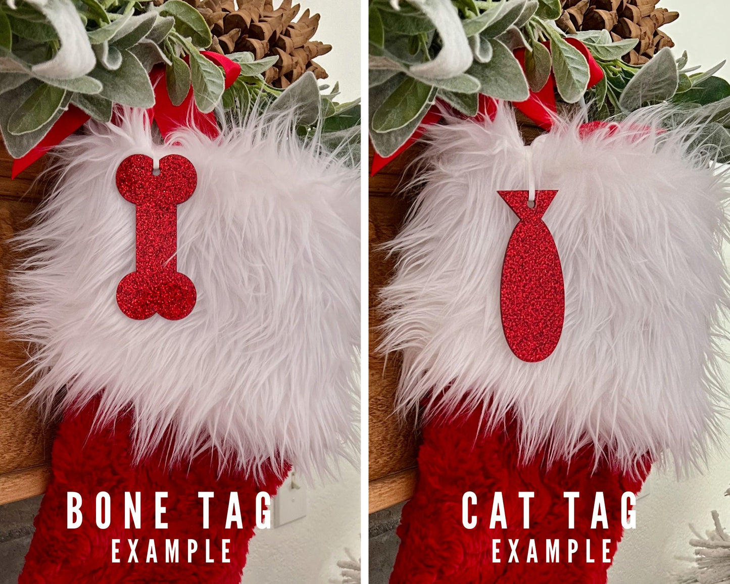 Red and Green Sequin Christmas Stocking - Personalized