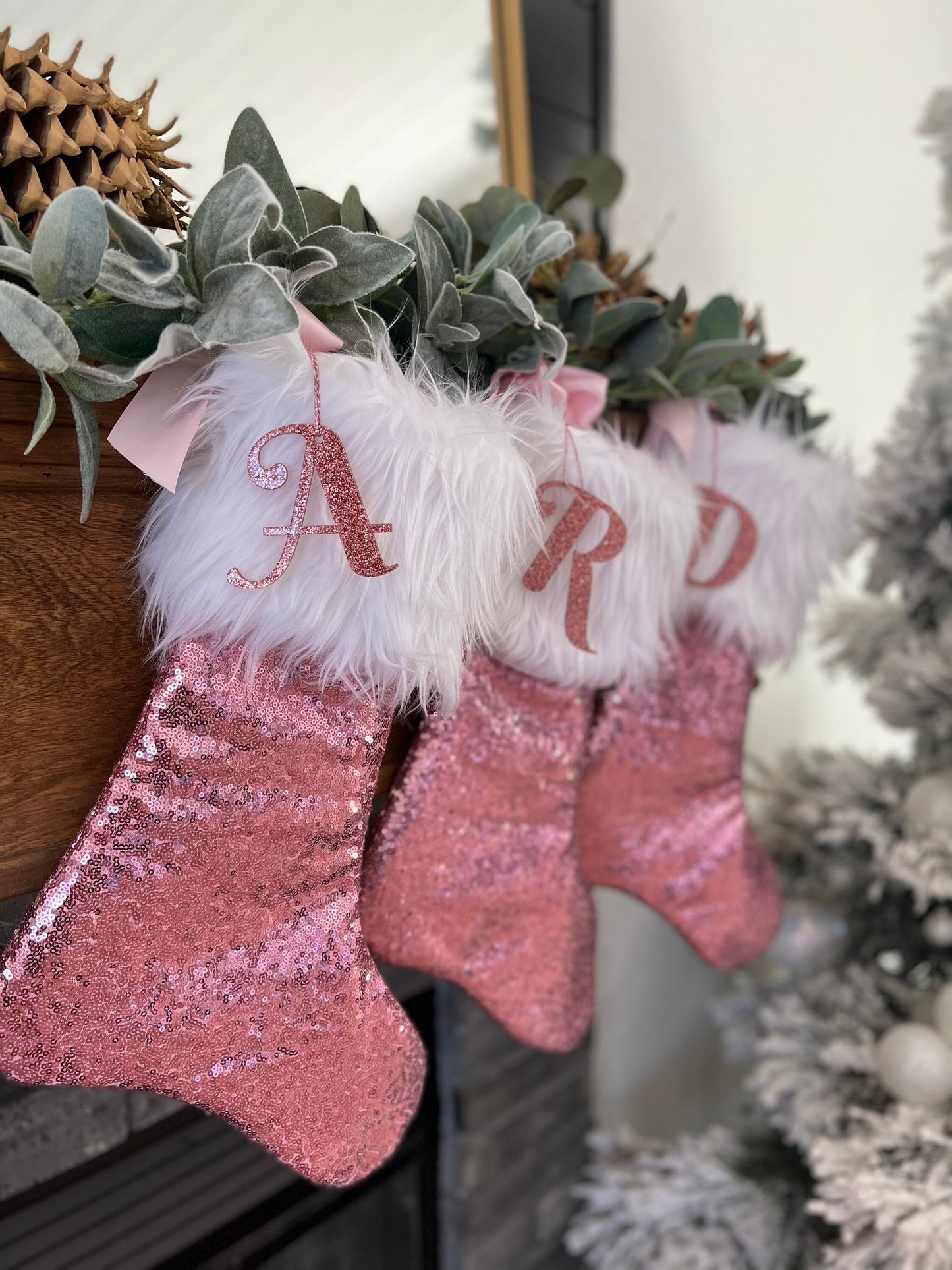 Baby Pink Sparkle Christmas Stocking - Personalized