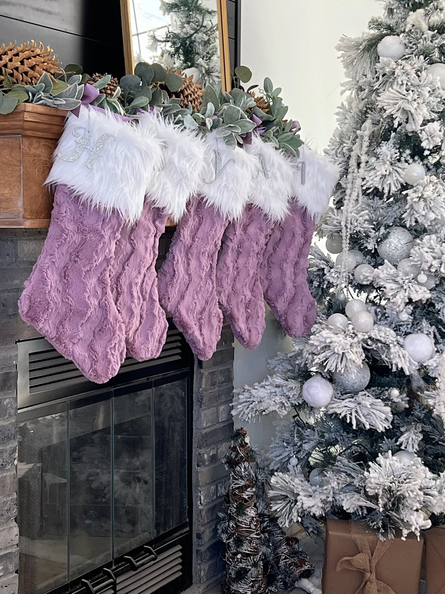 Misty Mauve Berry Christmas Stocking - Personalized