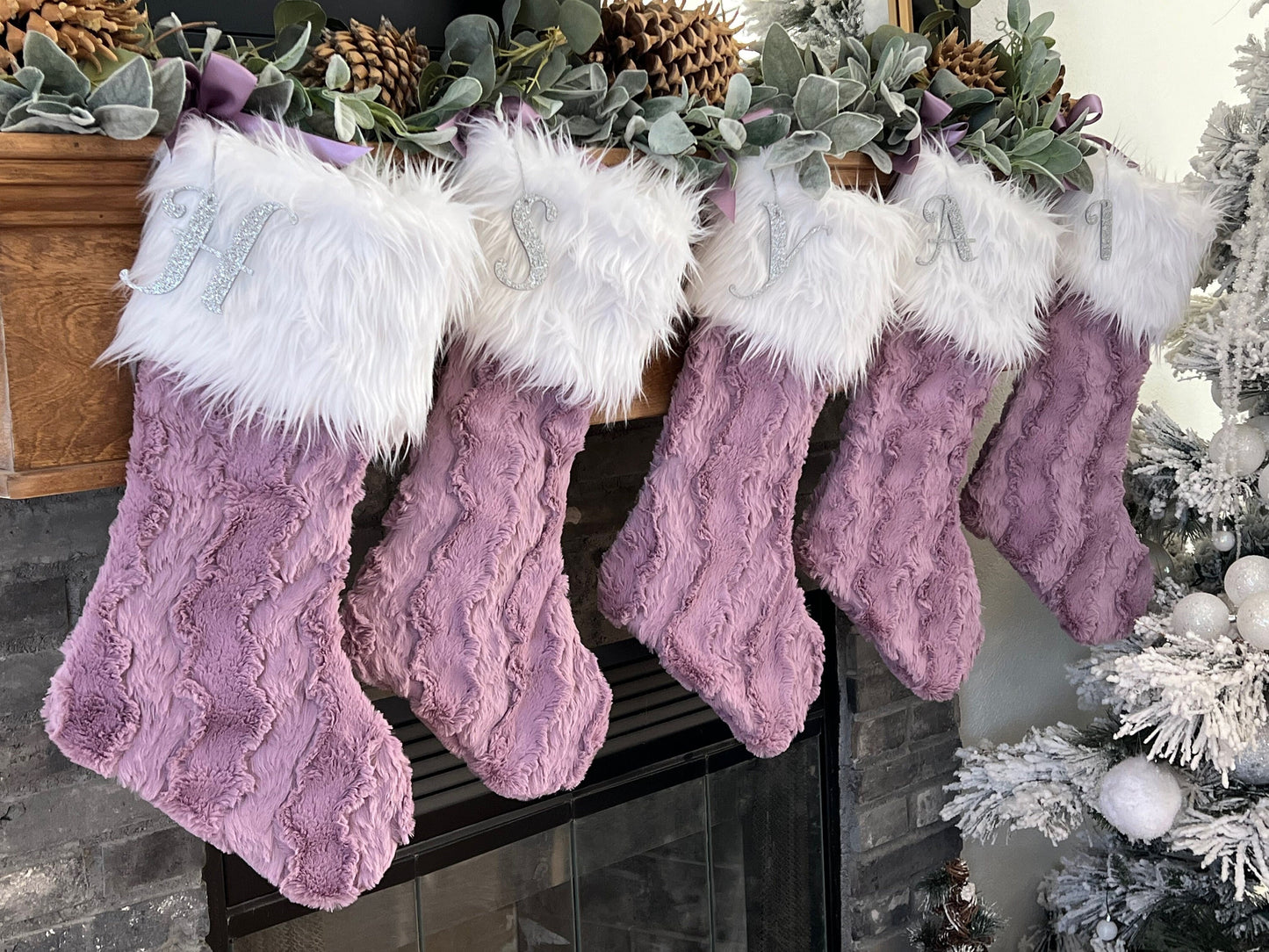 Misty Mauve Berry Christmas Stocking - Personalized