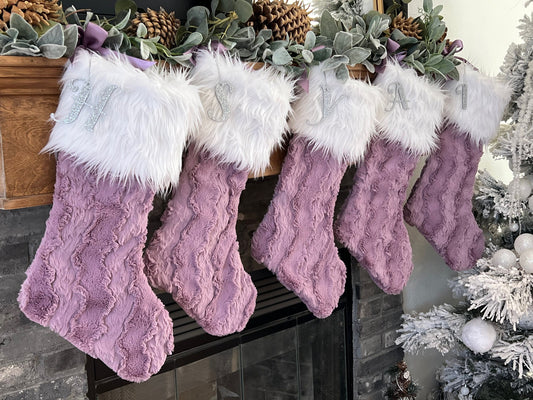 Misty Mauve Berry Christmas Stocking - Personalized