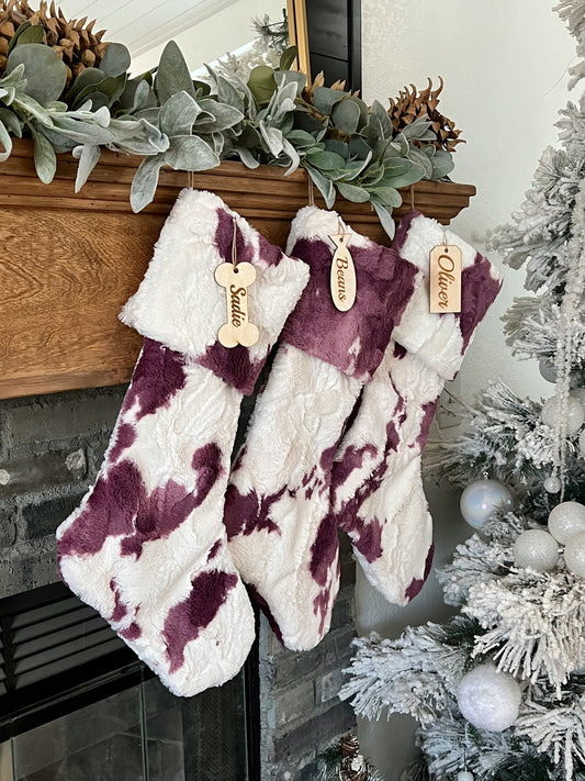 Sugar Plum Cow Calf Christmas Stocking - Personalized