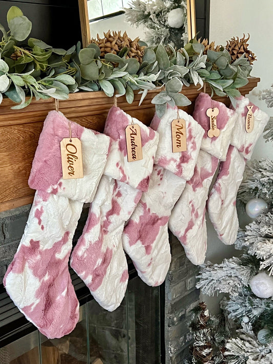 Cow Clararose Blush Calf Christmas Stocking - Personalized