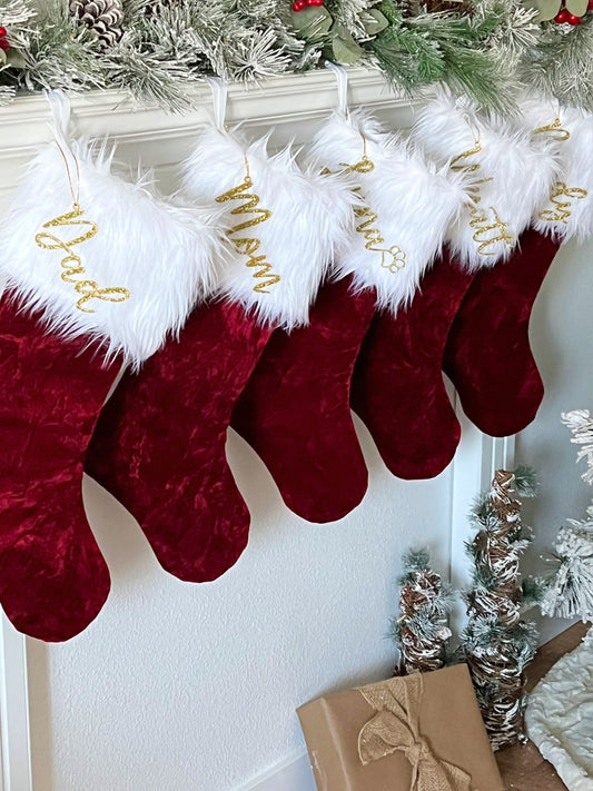 Red Velvet Traditional Christmas Stocking - Personalized
