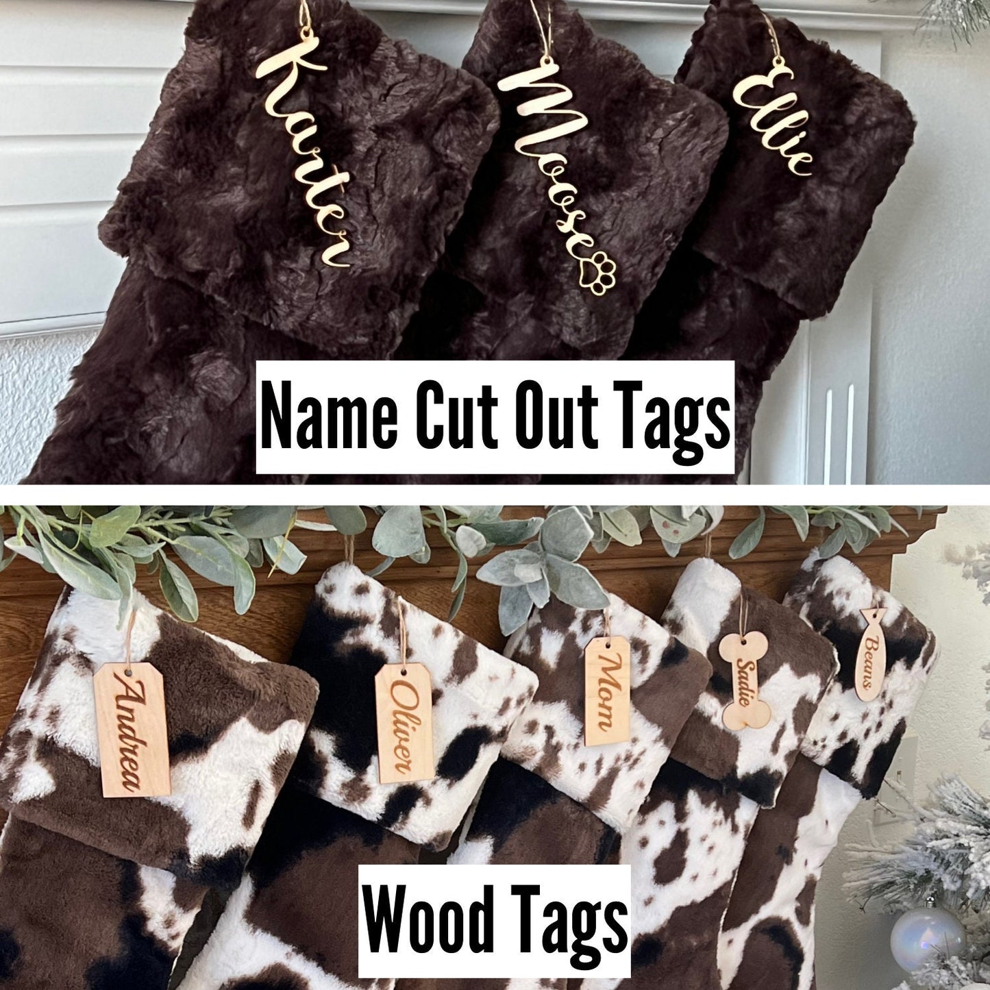 Storm Pony Gray and Black Cow Christmas Stocking - Personalized