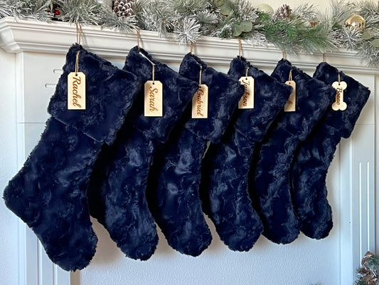Ink Dark Blue Christmas Stocking - Personalized