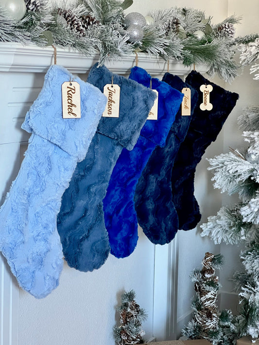 Blue Gradient Christmas Stocking - Personalized